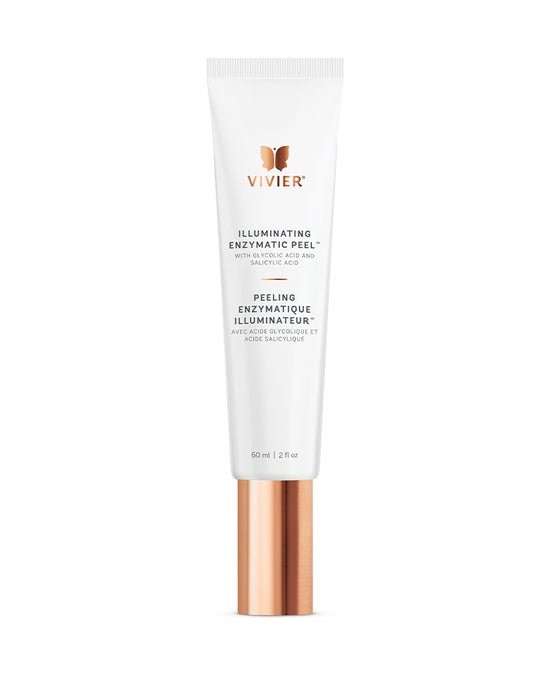 A gentle, glow-boosting enzymatic peel for at-home use that exfoliates dead skin cells, enhances skin cell turnover and hydrates to reveal visibly brighter, smoother, fresher, and clearer skin. Formulated with 6 key ingredients - Glycolic Acid, Salicylic Acid, Tropical Enzymes, Retinol, Vitamin C, and Peptides - that work together in synergy to refine the skin’s surface and lift away unwanted discoloration while hydrating ingredients calm and comfort the skin for beautiful results without redness or sensitization.
Formulated to enhance the benefits of other Vivier products in your routine.